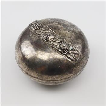 Vintage Round Satin Lined Jewelry Box