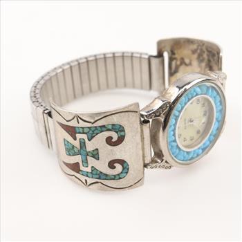 Vintage Silver Watch Tips with Stone inlay