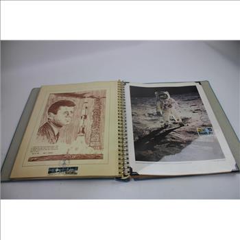 Vintage Space-Themed Stamps And 1970s News Space Articles Lot In Binders