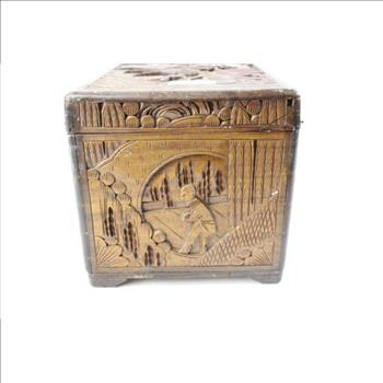 Vintage Wooden Carved Chest