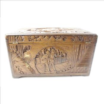 Vintage Wooden Carved Chest