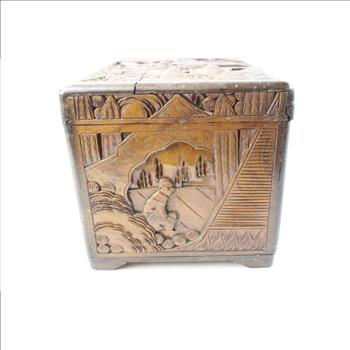 Vintage Wooden Carved Chest