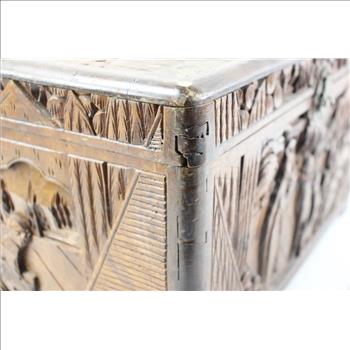 Vintage Wooden Carved Chest