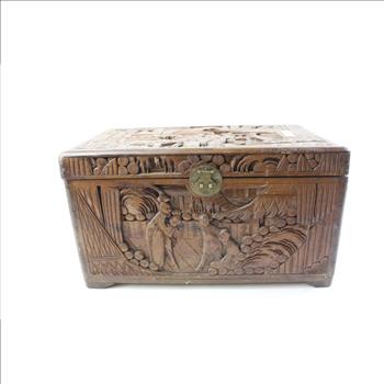 Vintage Wooden Carved Chest