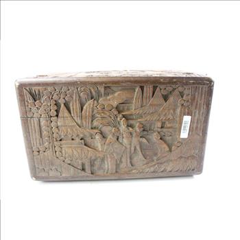 Vintage Wooden Carved Chest