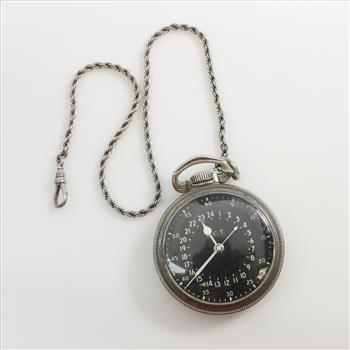 Vintage WWII Era Hamilton Master Navigation Silver Pocket Watch