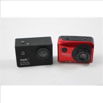 Vivitar And Itek Action Cameras, 4 Pieces
