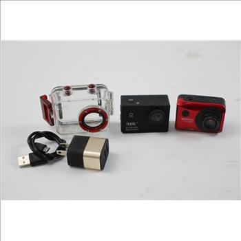 Vivitar And Itek Action Cameras, 4 Pieces