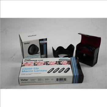 Vivitar Lens, Digipower Camera Battery Pack, And More Accessories Bulk Lot, 9 Pieces