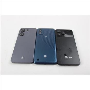Vortex, BLU Cell Phone Lot, 3 Pieces, Sold For Parts