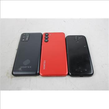 Vortex, BLU Cell Phone Lot, 3 Pieces, Sold For Parts