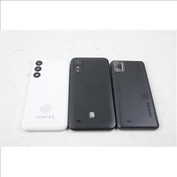 Vortex,blu, Cell Phone Lot, 3 Pieces, Sold For Parts
