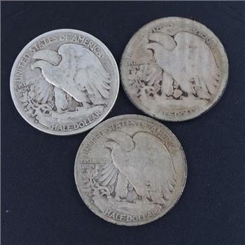 Walking Liberty Silver Half Dollar, 3 Pieces