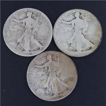 Walking Liberty Silver Half Dollar, 3 Pieces