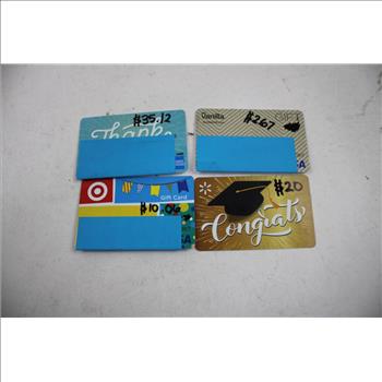 Walmart, American Express, Target, Vanilla Visa Gift Cards, 4 Pieces
