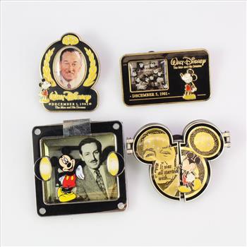 Walt Disney & Mickey Mouse Trading Pins, 4 Pieces