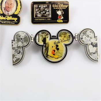 Walt Disney & Mickey Mouse Trading Pins, 4 Pieces