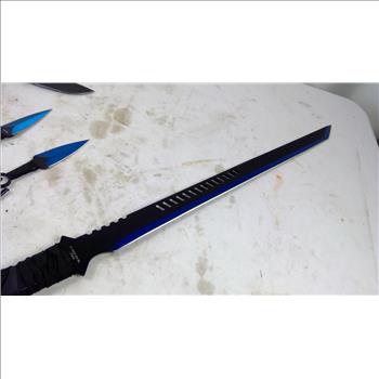 Wartech Hunting Machete Sword, Schrade Camp Hatchet, Gerber Knife, 3 Pieces