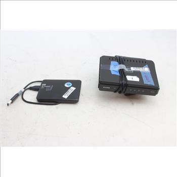 WD External Hard Drive, D-Link Wireless Router, & AC Adapters; 5+ Pieces