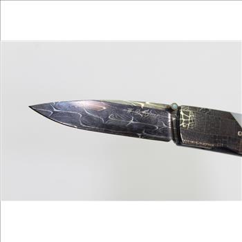 WD Pease Of Kentucky Custom Damascus Linerlock Folding Knife