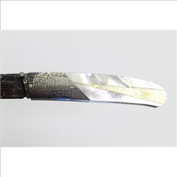 WD Pease Of Kentucky Custom Damascus Linerlock Folding Knife