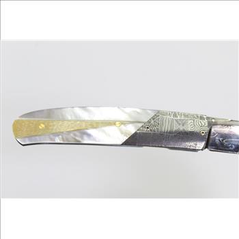 WD Pease Of Kentucky Custom Damascus Linerlock Folding Knife