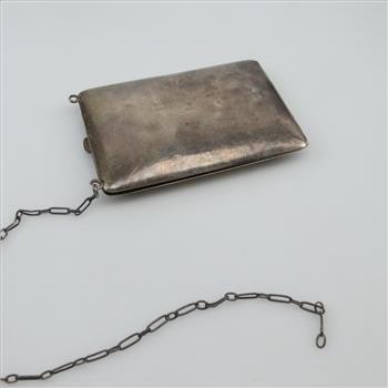 Webster Company Silver Purse Compact On Wrist Chain