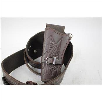 Western Brown Leather Holster Belt