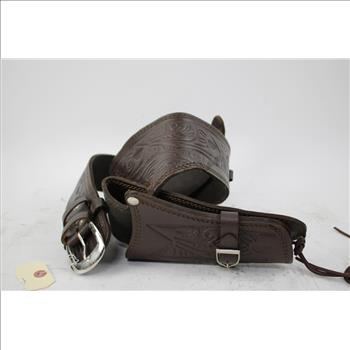 Western Brown Leather Holster Belt