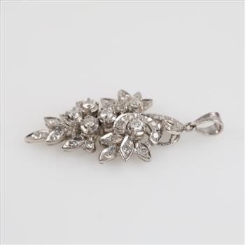 White Gold Plated Articulated Diamond Pendant