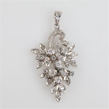 White Gold Plated Articulated Diamond Pendant