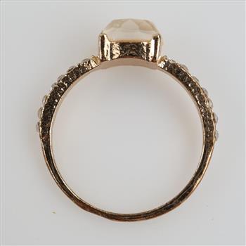 White Stone Clear Stone Accent Fashion Ring