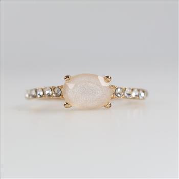 White Stone Clear Stone Accent Fashion Ring