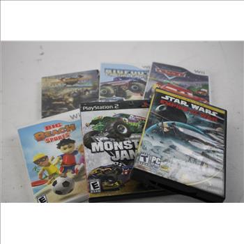 Wii, Playstation, PC, Xbox Games, With Xbox And PlayStation 2 Conrtollers, 9 Pieces