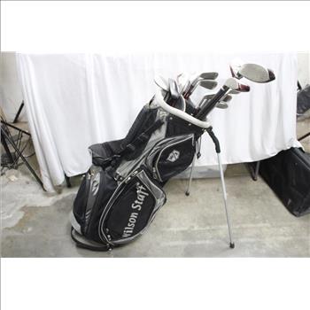 Wilson Staff Golf Bag With Wilson Wedge, Driver, Putter, And More Clubs, 14 Pieces