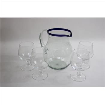 Wine Glasses, Glass Pitcher And Beer Glasses