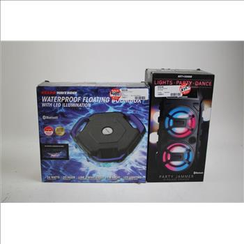 Wireless Alarm Clock, Party Jammer Speaker, Ion Wave Rider Floating Speaker, 3 Pieces
