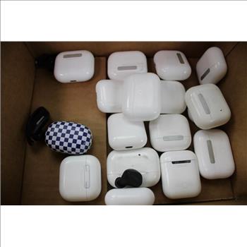 Wireless Earbuds, Loose Earbuds, Earbud Cases Bulk Lot, 23 Pieces With Power Bank