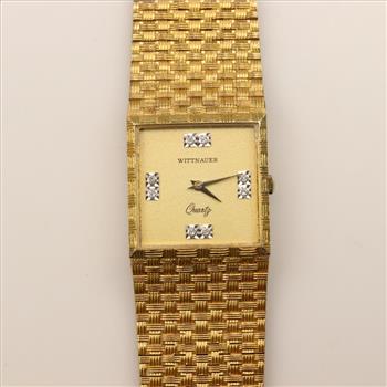 Wittnauer 10kt GP Quartz Diamond Watch