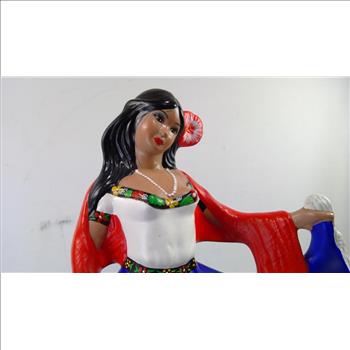 Woman With Red Flower In Hair Statue