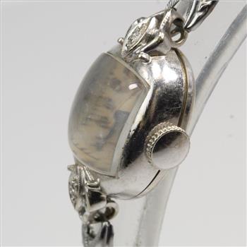 Women's 14kt White Gold & Diamond Vintage Elgin Watch