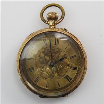 Women's 18kt Gold Open Face Pocket Watch