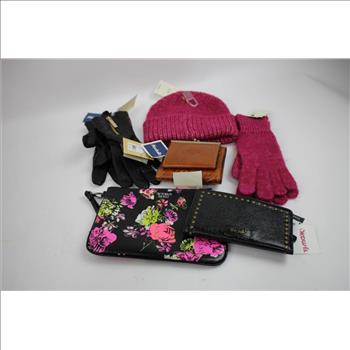 Wonder Nation Pink Puffer Jacket Size 10-12, Juicy Couture Hat, A New Day Beanie & Gloves, Patricia Nash Small Leather Wallet &