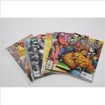 Wonder Woman + Fantastic Four Comic Lot + Playing Cards And Plaque