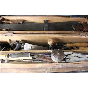 Wood Box Tool With Mixed Tool Lot