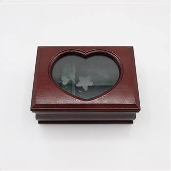 Wooden Glass Display Hinged Jewelry Box