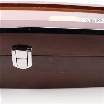 Wooden Orange Felt Lined Windowed Top Watch Case