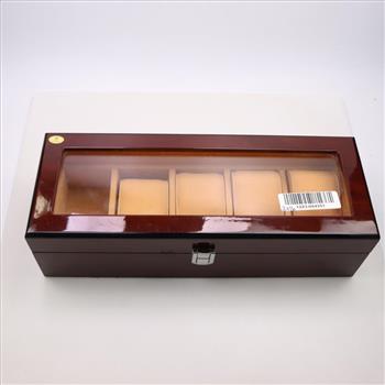 Wooden Orange Felt Lined Windowed Top Watch Case