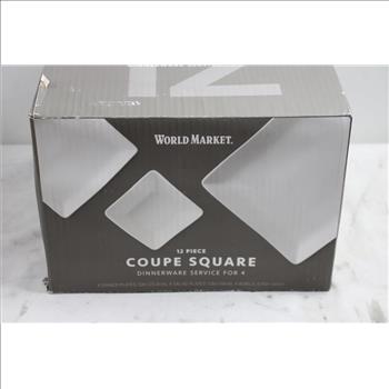 World Market 12-piece Coupe Square Dinnerware Set For 4