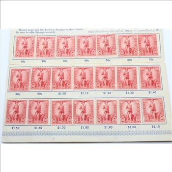 World War II 10 Cent Defense Stamp Book - Partially Filled